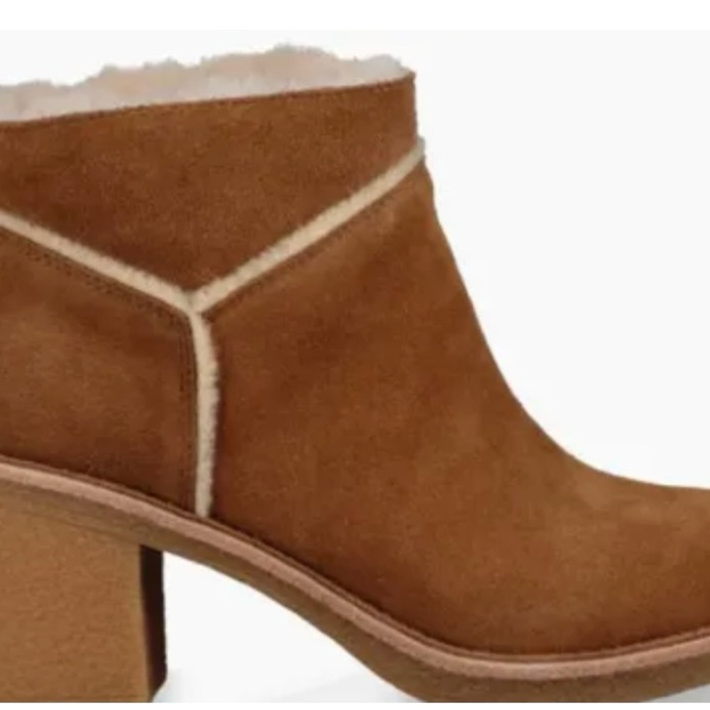 UGG Brown Ankle Boots with Suede Material and Chunky Heel